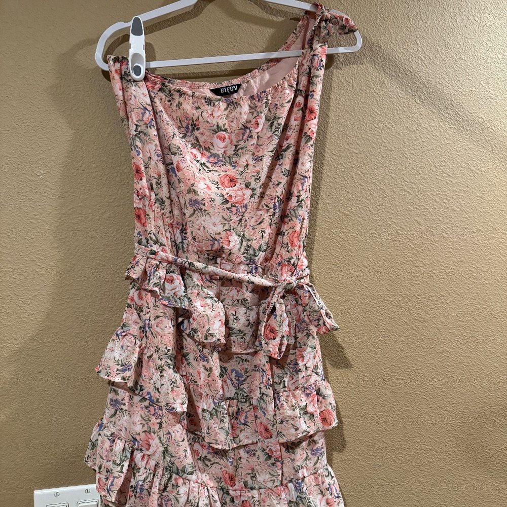 One shoulder floral dress